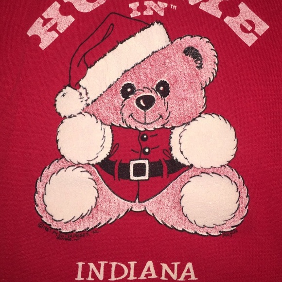 Vintage Ugly Christmas Sweatshirt - Hug Me In Indiana - 1980's - Size Small - Picture 3 of 4